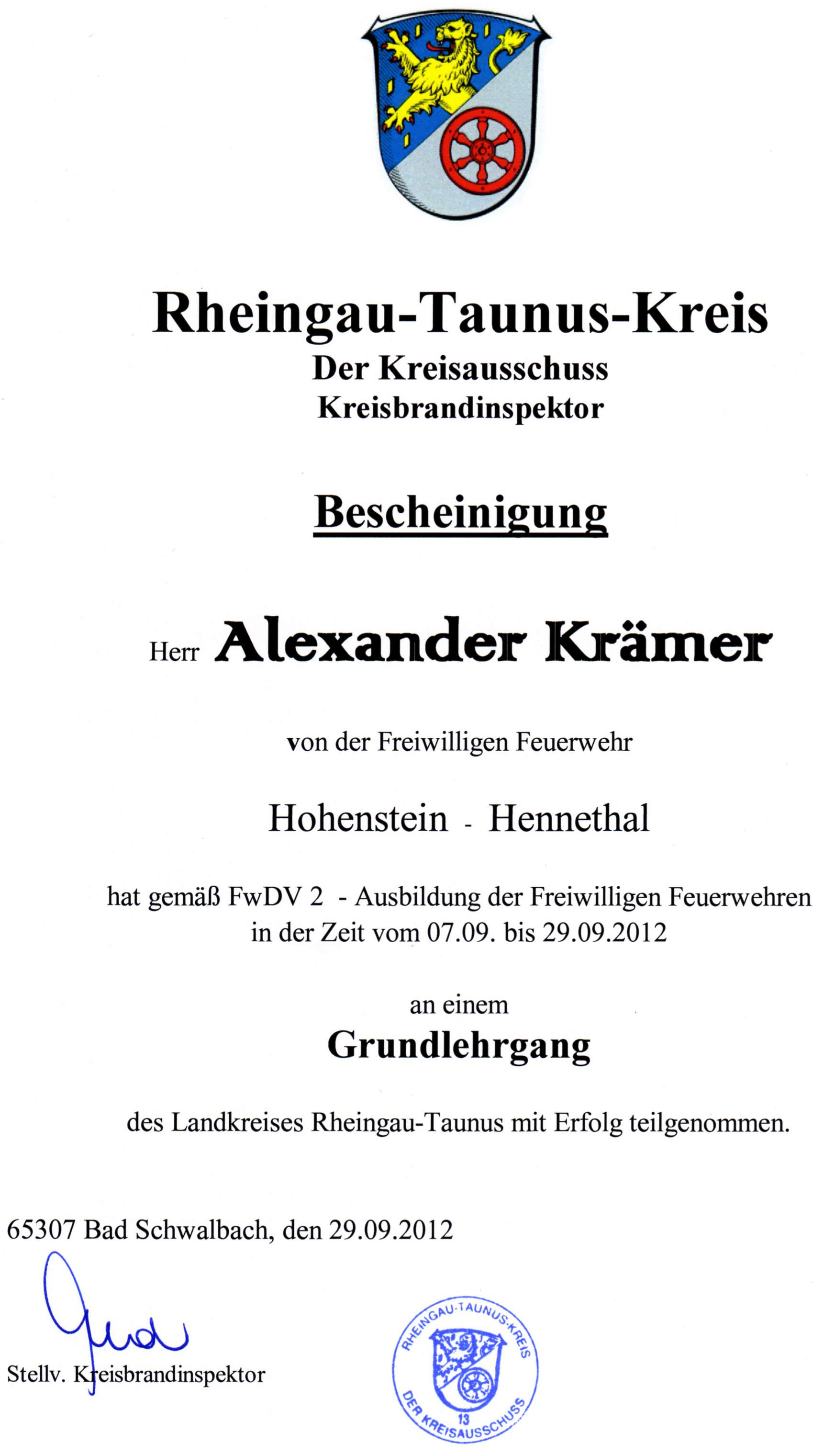 Grundlehrgang Alexander Krmer