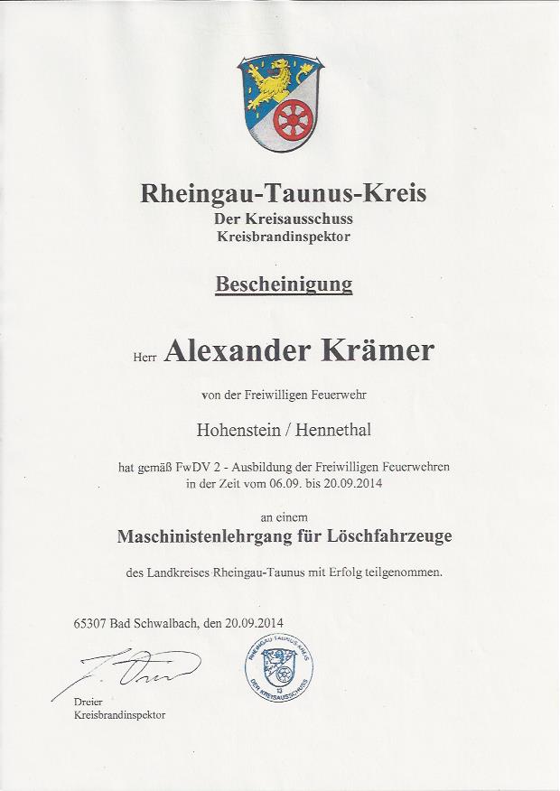 Maschinist Alexander Krmer