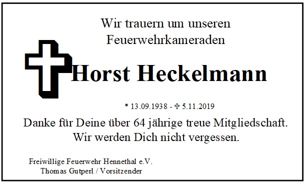 Trauer Horst Heckelmann