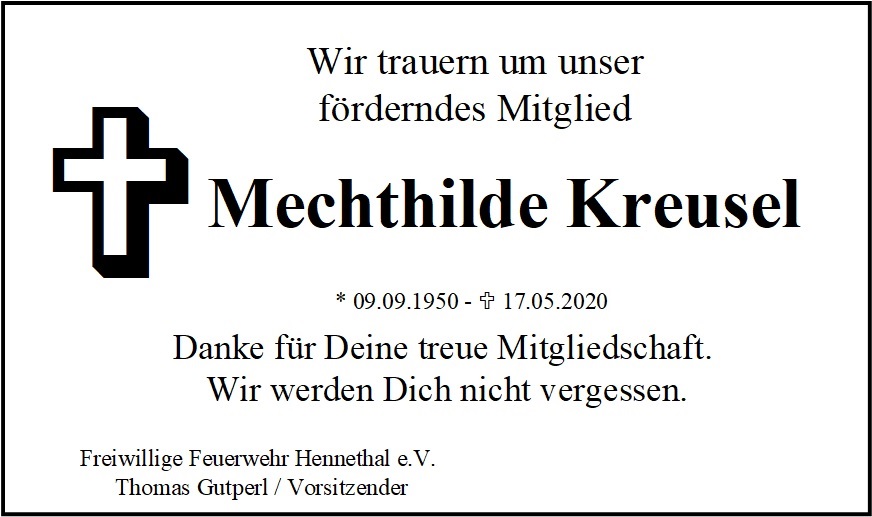 Trauer Mechthilde Kreusel